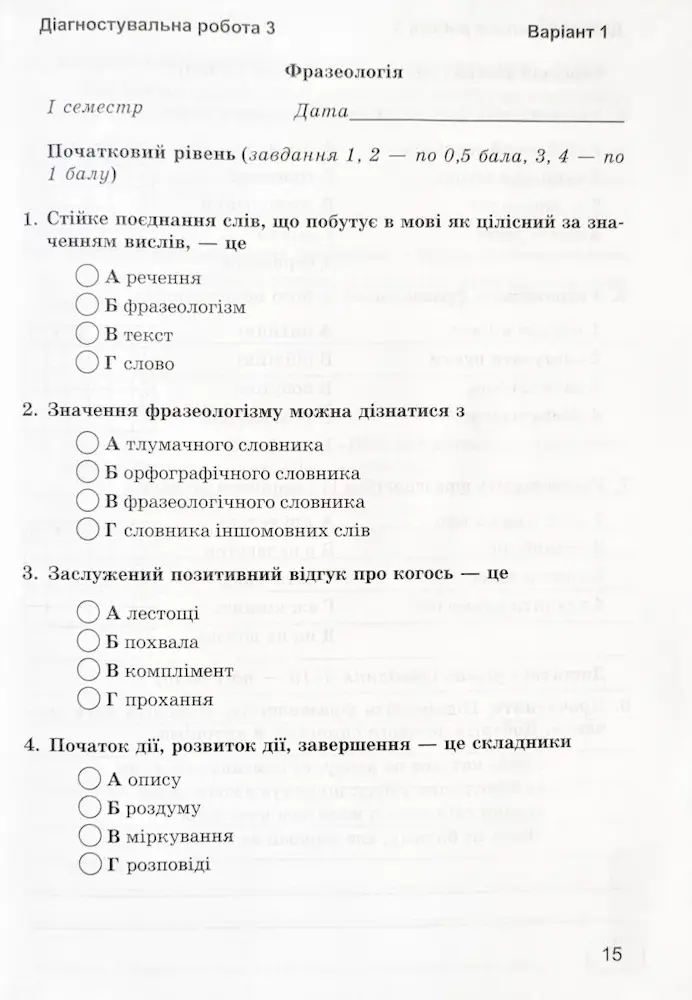 Українська мова. 5 клас. Зошит для діагностувальних робіт (за прогр. Н. Голуб та ін.) | Близнюк Б., Панчук Г., Приведа О. - Зображення 3
