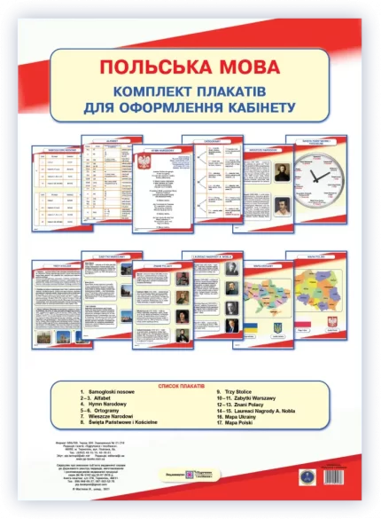 Польська мова. Комплект плакатів для оформлення кабінету - Підручники і посібники