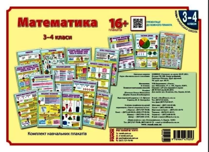 Математика. 3-4 класи. Плакати для початкової школи. +CD-диск - Ранок
