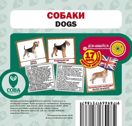 Собаки.  Англійсько-українські картки - SOVA