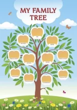 My family tree. Дерево мого роду. Плакат вертикальний + словник на тему "Моя сім'я" - Підручники і посібники