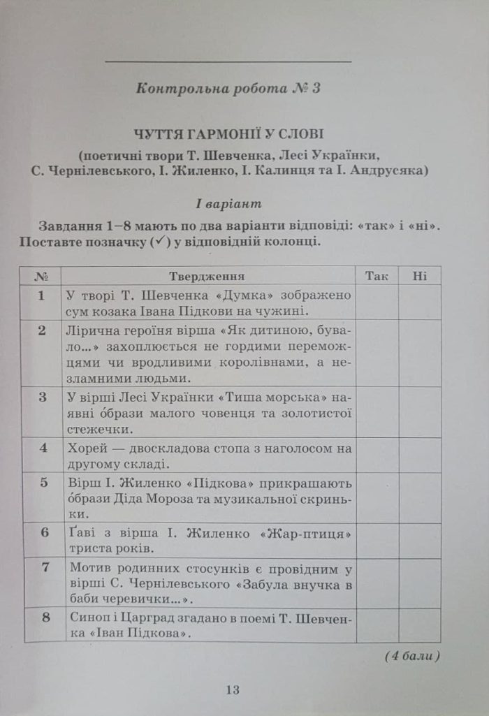 Українська література. Зошит для контрольних робіт. 6 клас (програма Архипова) - Зображення 4