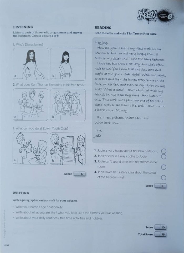 Full Blast Plus 6. Test Booklet. Збірник контрольних робіт 6 клас (Мітчелл) - Зображення 4