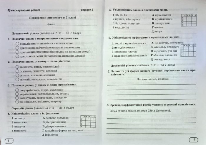 Українська мова. Діагностувальні роботи. 8 клас (за прогр.: Н. Голуб, О. Горошкіної; О. Заболотного та ін.) | Панчук Г., Приведа О. - Зображення 4