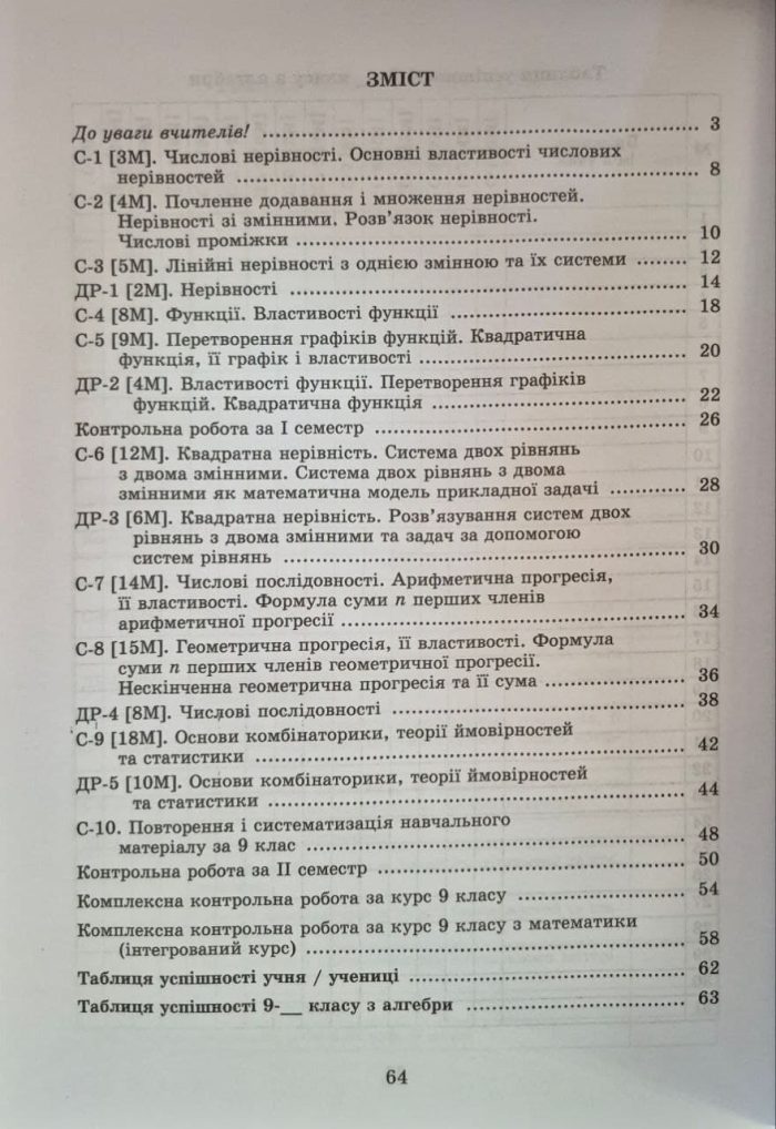 Геометрія. Алгебра. Самостійні та діагностичні роботи 9 клас | Істер О.С (комплект) - Зображення 3