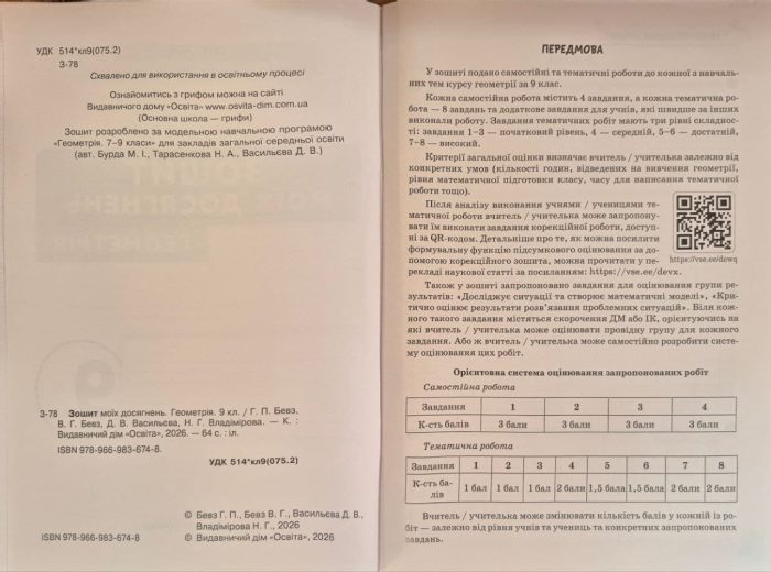 Алгебра. Геометрія. Зошит моїх досягнень 9 клас | Бевз В.Г. (комплект) - Зображення 7